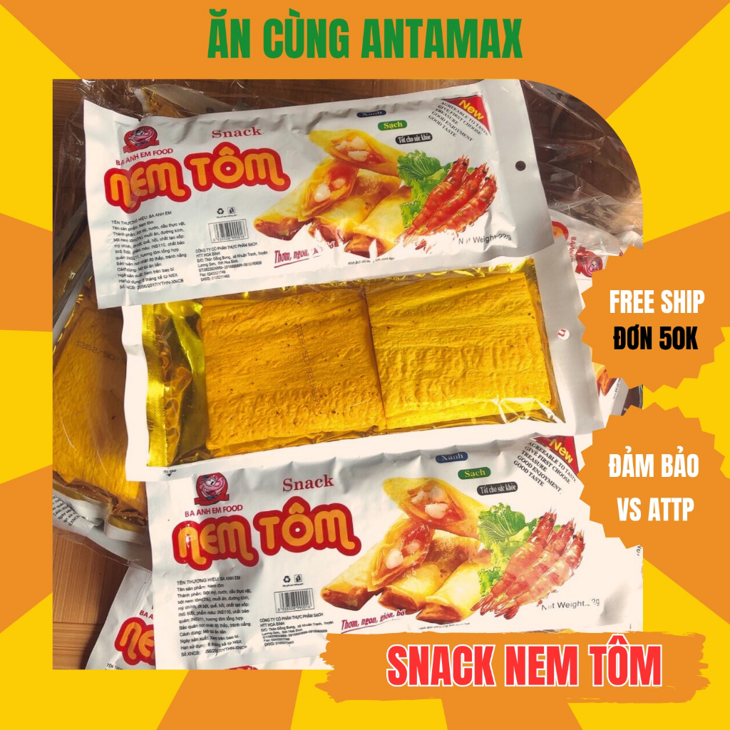 Snack Nem Tôm Ba Anh Em Food - Đồ Ăn Vặt Cổng Trường Hot - Snack Miếng Cay Cay