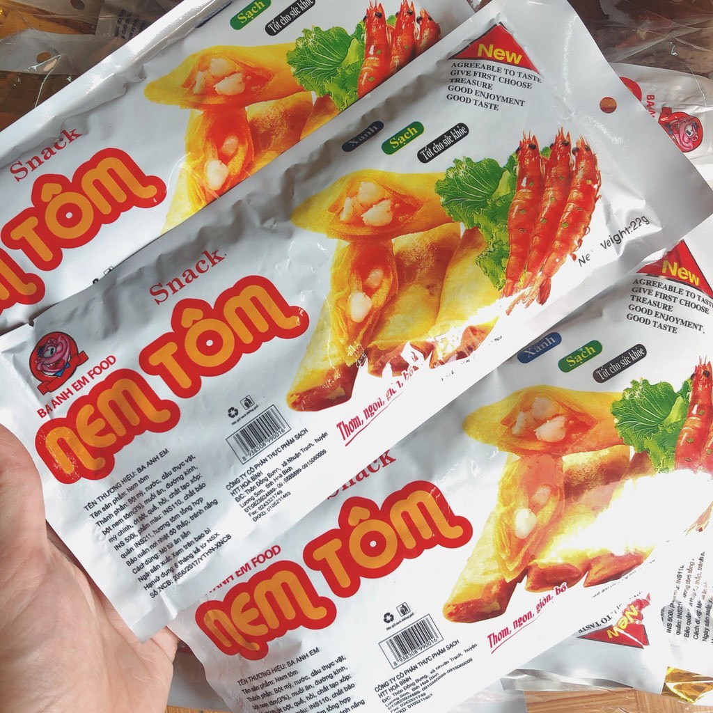 Snack Nem Tôm Ba Anh Em Food - Đồ Ăn Vặt Cổng Trường Hot - Snack Miếng Cay Cay