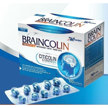 Viên Uống Bổ Não BRAINCOLIN, Hỗ Trợ Hoạt Huyết Bổ Não Tăng Lưu Thông Máu Giảm Đau Đầu Chóng Mặt Mất Ngủ - Hộp 100 Viên