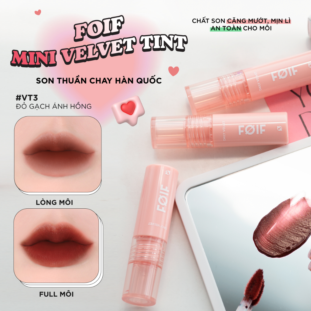 Ảnh Son Kem Lì Thuần Chay, Mịn Mượt Lâu Trôi FOIF Daily Velvet Tint 3g 2