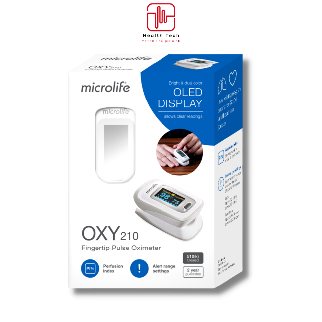 Máy đo lượng oxy trong máu SPO2 và nhịp tim Microlife Oxy 210 ...