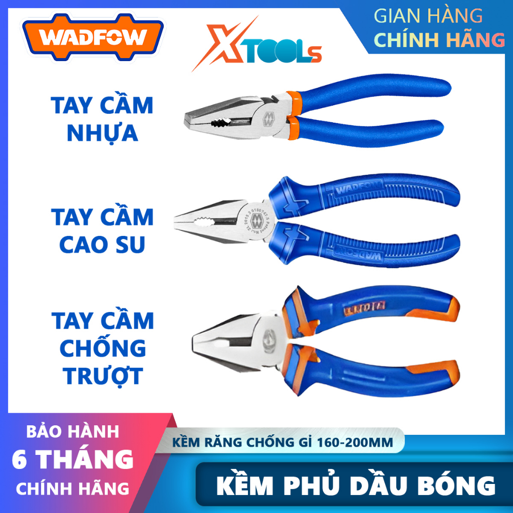 Kềm răng 6-7-8inch Wadfow kìm phủ lớp dầu bóng và chống gỉ tay cầm bằng ...