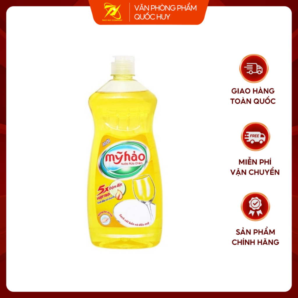Nước Rửa Chén Mỹ Hảo 5x Đậm Đặc, Tinh Dầu Vỏ Chanh Chai 750g - VPP Quốc Huy