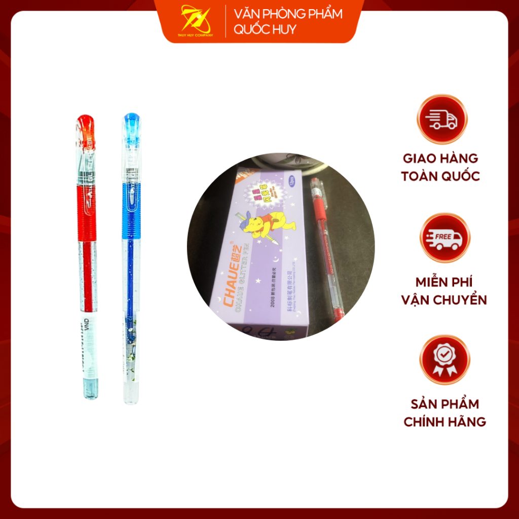 Bút Nhũ Kim Tuyến 3 Màu Đỏ/ Xanh/ Tím, Bút Viết Lấp Lánh Màu Nổi Bật - VPP Quốc Huy