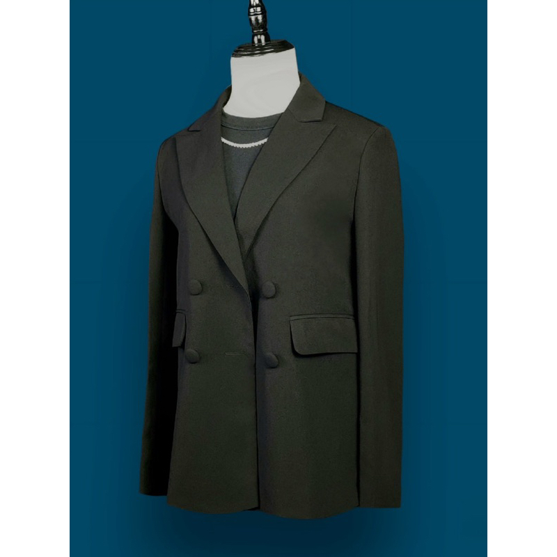 Áo blazer nữ [MAY THEO SỐ ĐO] -áo khoác vest -chất liệu cao cấp, 2 lớp-lót lụa, ĐEN, form 4 nút -Tiệm may Diluclothing
