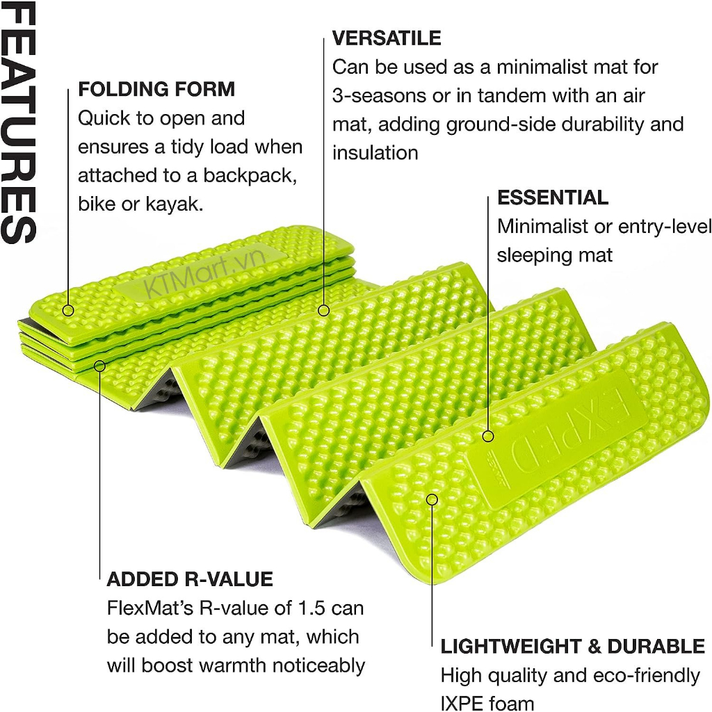 Tấm cách nhiệt chống nước Exped FlexMat Foam Sleeping Pad size M, L