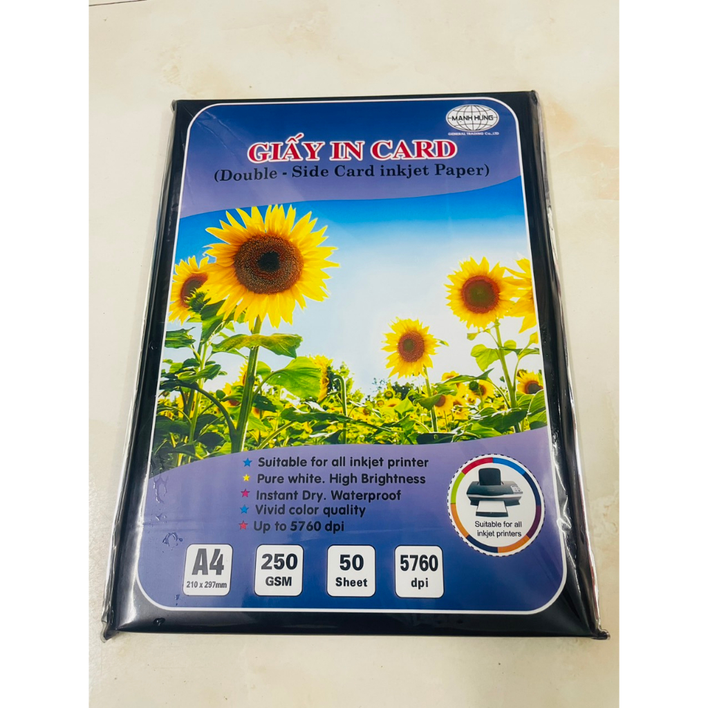 GIẤY IN CARD 2 MẶT, 50 TỜ/TẬP, IN PHUN ĐỊNH LƯỢNG 220GSM - VPP QUỐC HUY.