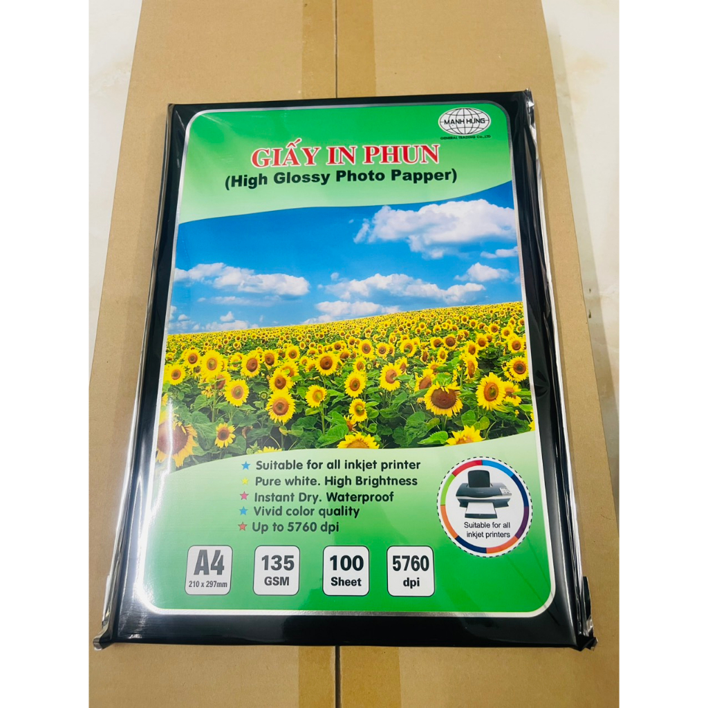 GIẤY IN PHUN A4 ĐỊNH LƯỢNG 115gsm/ 135gsm, 100 Tờ, Sử Dụng Trong In Thiệp, In Ảnh, Tờ Rơi - VPP Quốc Huy