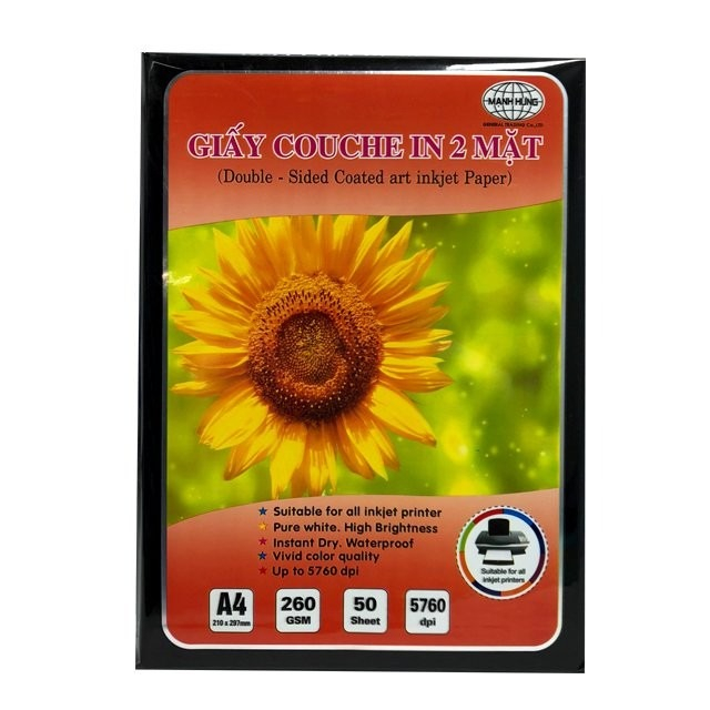 GIẤY IN ẢNH A4 MẠNH HƯNG, 115,135,160, 200, 230, 250, 260, 300GSM - VPP QUỐC HUY.