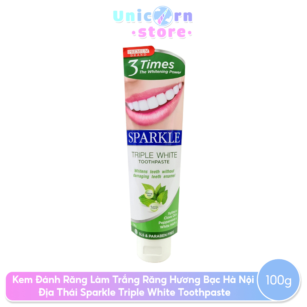 Kem Đánh Răng Làm Trắng Răng Hương Bạc Hà Nội Địa Thái Sparkle Triple White Toothpaste 100g