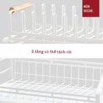 Giá để bát đĩa 2 tầng tách rời kèm khay hứng nước màu trắng, kệ chạn úp chén đũa đa năng phong cách tối giản - Mần Decor — ảnh 8