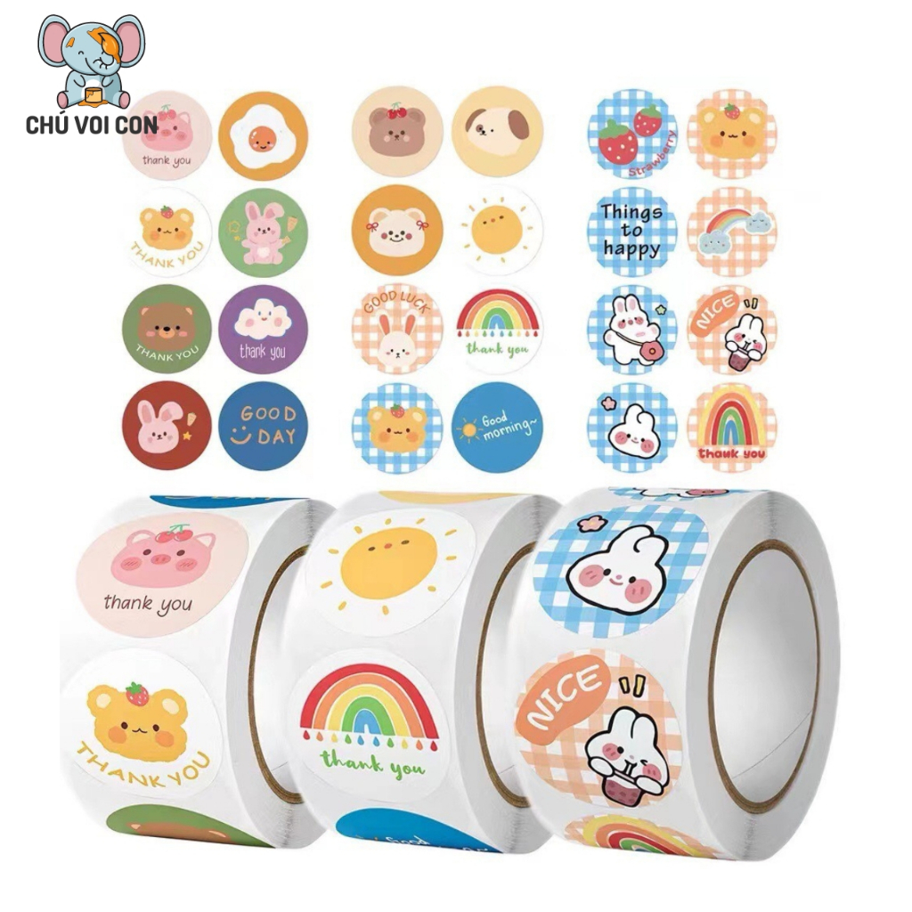 Cuộn 500 sticker hình dán kích thướt 2,5 cm dùng để khen thưởng trang ...