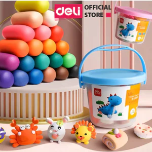 Đất Nặn Nhiều Màu Deli Chất Liệu An Toàn Không Dính Tay Có Kèm Khuôn Hộp Nhựa Có Quai Xách Kích Thích Sáng Tạo Cho Trẻ