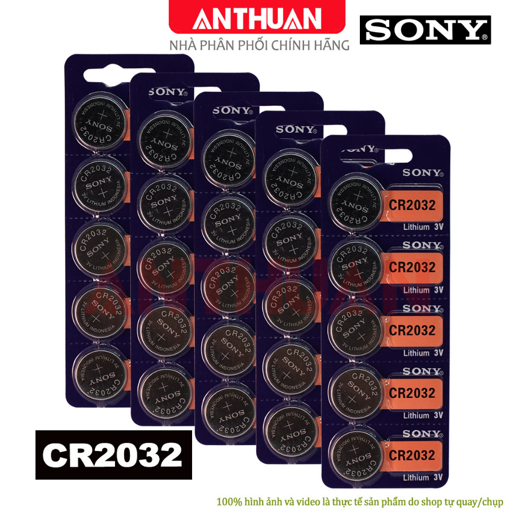 Pin CR2032 SONY 3V .  Pin cho SmartKey, Khóa ÔTô, Cmoss nuôi nguồn, điều khiển, máy tính cầm tay