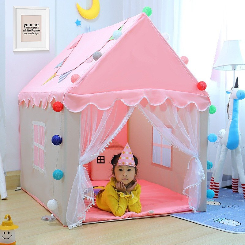 Lều Chơi Cho Bé Hình Ngôi Nhà Khung Nhựa Dễ Lắp Ráp Gấp Gọn Tạo Không Gian Riêng Cho Bé