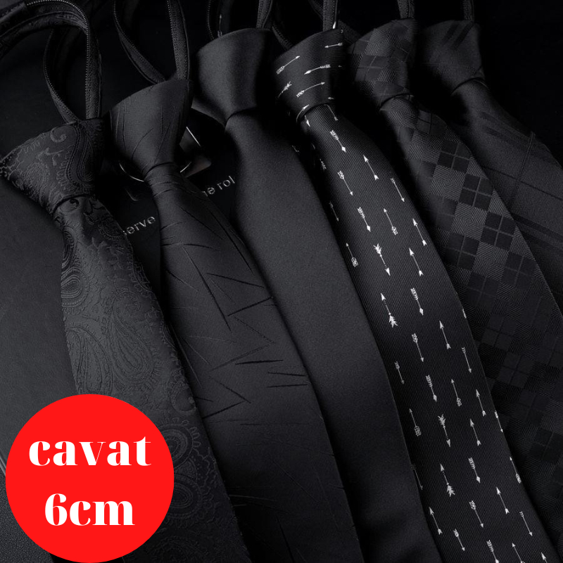 Cà vạt nam bản nhỏ 6cm thắt sẵn khóa kéo màu đen cao cấp, Cravat Hàn ...