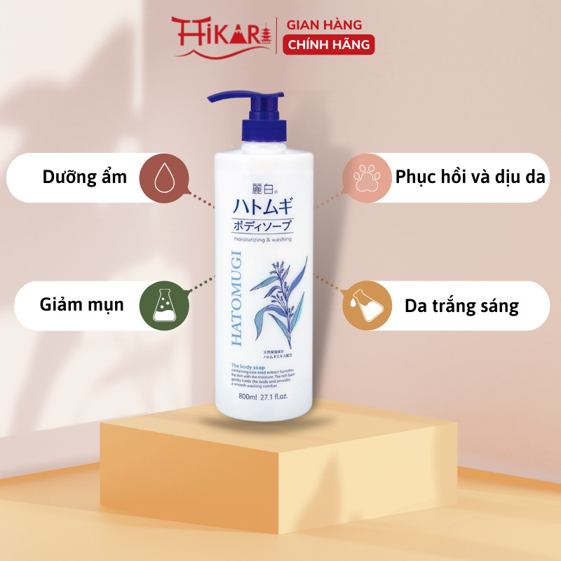 Ảnh Sữa tắm sáng da dưỡng ẩm Reihaku Hatomugi Body Soap giảm mụn 800ml 3