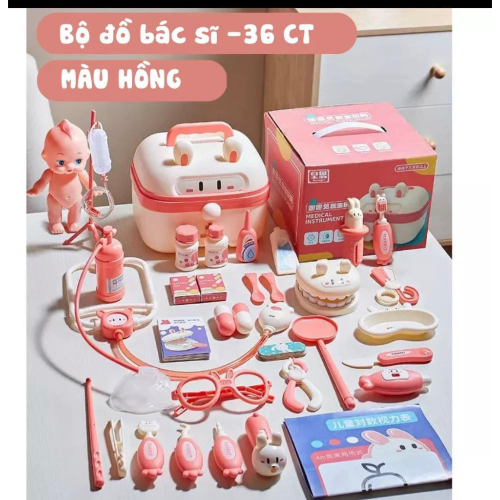 BỘ ĐỒ CHƠI BÁC SĨ THỎ LOẠI XỊN ĐẸP 36 CHI TIẾT CHO BÉ