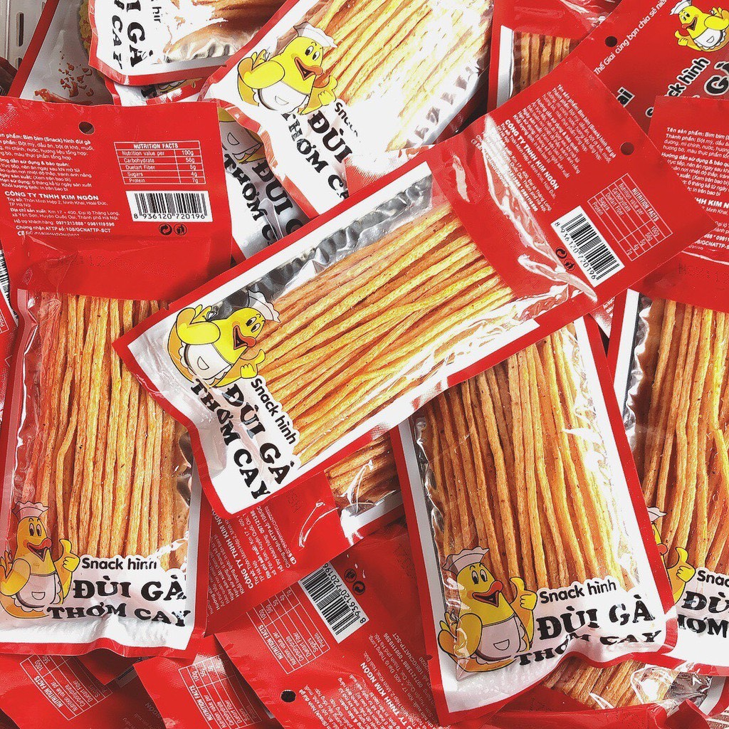 Snack Hình Đùi Gà Thơm Cay Gói 25g - Que Cay Tuổi Thơ - Đồ Ăn Cổng Trường Hot