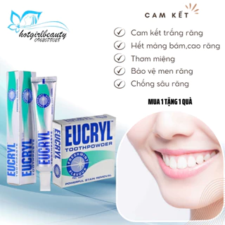 Làm trắng răng Eucryl combo kem đánh trắng răng và bột trắng răng tẩy mảng bám cao răng thơm miệng hết hôi miệng,..