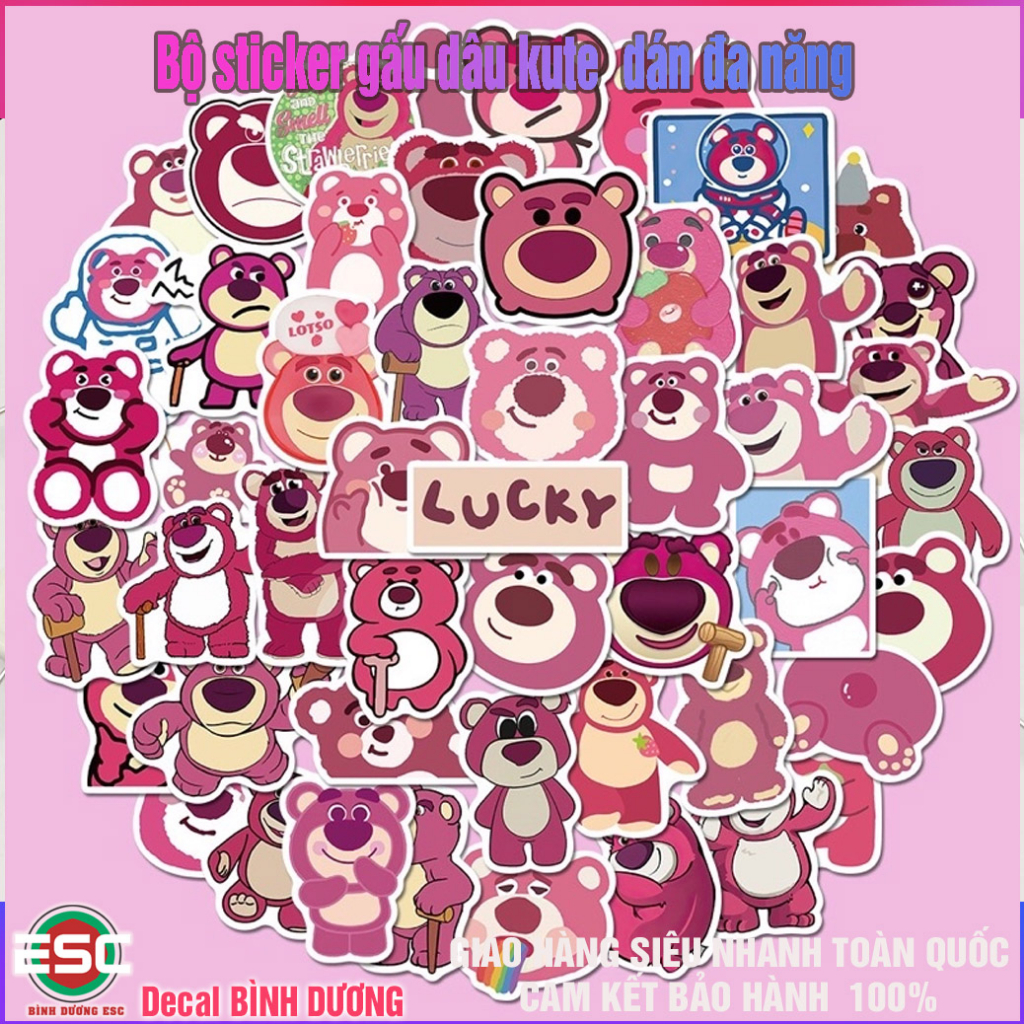Set 35 Nhãn Dán Sticker Hoạt Hình Gấu Dâu Tây Lotso Bear Toy Story 3 ...
