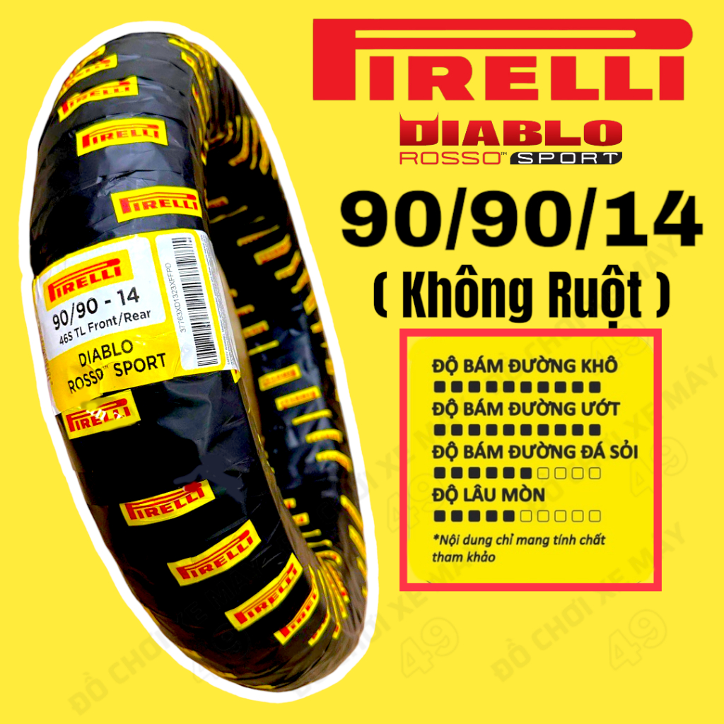 Vỏ Lốp Xe Máy Pirelli 90/90/14 Diablo Rosso Sport ( không ruột ...