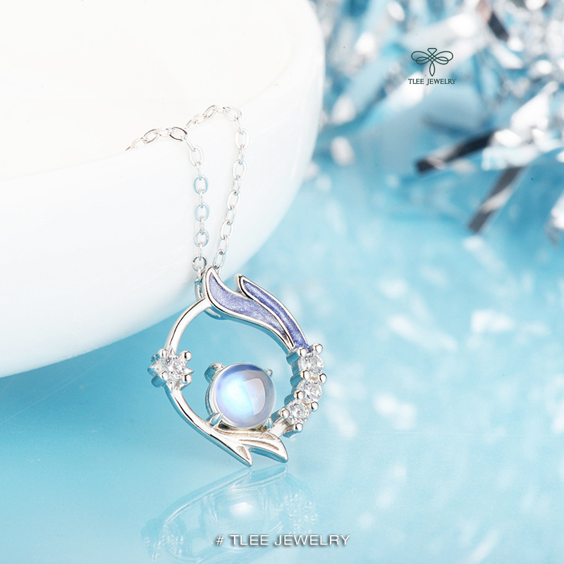 Dây chuyền bạc nữ TLEE đuôi cáo mặt đá moon nữ tính TLEE JEWELRY D0262 | BigBuy360 - bigbuy360.vn