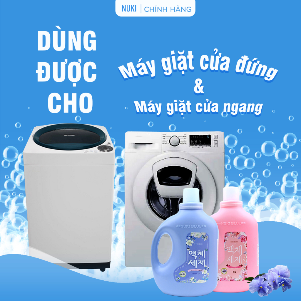 Combo 2 Túi 1 Can Nước Giặt Xả Hương Thảo Mộc Nuki Blue 6kg Lưu Hương Đậm Sâu