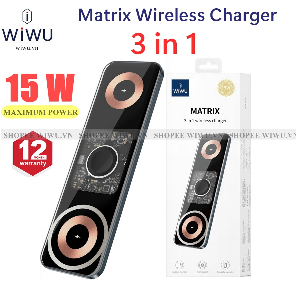 WIWU Matrix Wireless Charger 3 in 1 – Đế sạc trong suốt siêu đẹp cho 3 ...