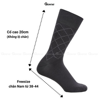 Vớ cổ cao nam đi giày tây GOMTAT hoạ tiết sọc chéo, chất liệu cotton cao cấp, hút ẩm thoáng khí - LUX-TAYCHEO-1DOI