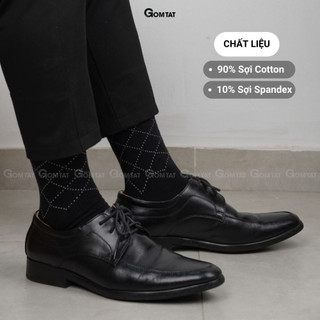 Vớ cổ cao nam đi giày tây GOMTAT hoạ tiết sọc chéo, chất liệu cotton cao cấp, hút ẩm thoáng khí - LUX-TAYCHEO-1DOI