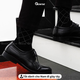 Vớ cổ cao nam đi giày tây GOMTAT hoạ tiết sọc chéo, chất liệu cotton cao cấp, hút ẩm thoáng khí - LUX-TAYCHEO-1DOI