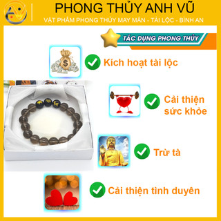 Vòng tay thạch anh đen khói tam hợp hợi mão mùi đã khai quang - size 8 10 12ly - may mắn tài lộc