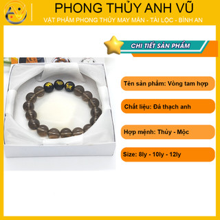 Vòng tay thạch anh đen khói tam hợp hợi mão mùi đã khai quang - size 8 10 12ly - may mắn tài lộc