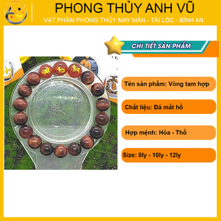 Vòng tay con giáp - Tam hợp hợi mão mùi - chất liệu mắt hổ - may mắn tài lộc