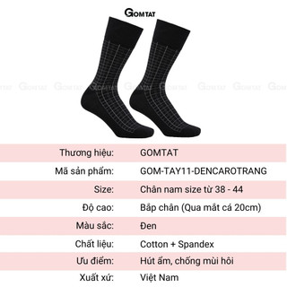 Vớ nam cổ cao đi giày tây GOMTAT màu đen, chất liệu cotton cao cấp mềm mịn thoáng mát - GOM-TAY11-DENCAROTRANG