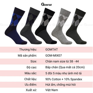Vớ nam cổ cao công sở GOMTAT mẫu MIX07, chất liệu cotton mềm mại, hút ẩm thoáng khí - GOM-MIX07-1DOI