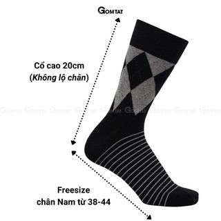 Vớ nam cổ cao công sở GOMTAT mẫu MIX07, chất liệu cotton mềm mại, hút ẩm thoáng khí - GOM-MIX07-1DOI