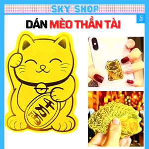 Miếng Dán Mèo Thần Tài gắn ốp lưng điện thoại Mạ Vàng Mang Tới Tài Lộc