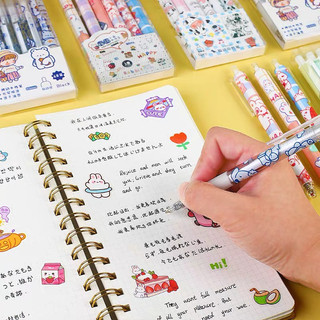 Set Bút Bi 6 Cây Anime Gel Đen Đồ Dùng Học Tập Cute VPB32