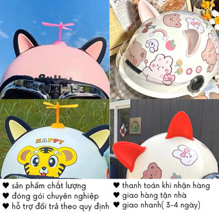 Tai Mèo Gắn Mũ Bảo Hiểm Nửa Đầu 1/2 3/4 Chong Chóng Gấu Cute Có Keo Sẵn PK84