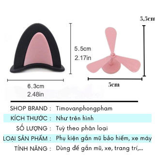 Tai Mèo Gắn Mũ Bảo Hiểm Nửa Đầu 1/2 3/4 Chong Chóng Gấu Cute Có Keo Sẵn PK84