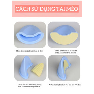 Tai Mèo Gắn Mũ Bảo Hiểm Nửa Đầu 1/2 3/4 Chong Chóng Gấu Cute Có Keo Sẵn PK84