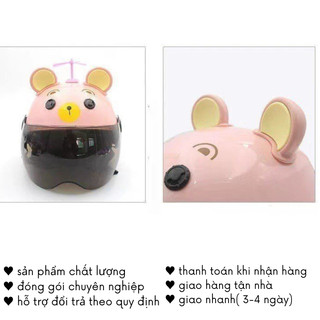 Tai Gấu Gắn Mũ Bảo Hiểm Chong Chóng Mèo Cute Nửa Đầu 1/2 3/4 PK84