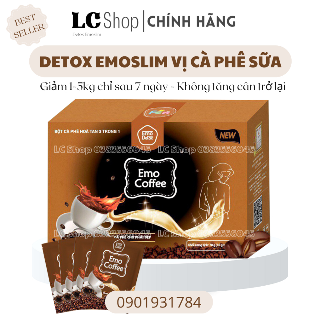 Cafe giảm cân – Emo coffee giảm mỡ bụng EMOSLIM [Freeship+Quà] / Giảm nhanh 2-4kg chỉ sau 7 ngày/ Tặng chai pha 100ml