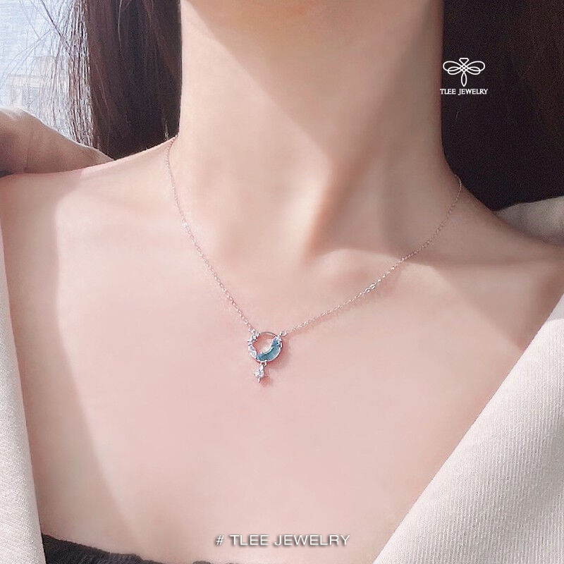 Ảnh Dây chuyền bạc nữ TLEE, vòng cổ blue moon nữ tính TLEE JEWELRY D0266 2