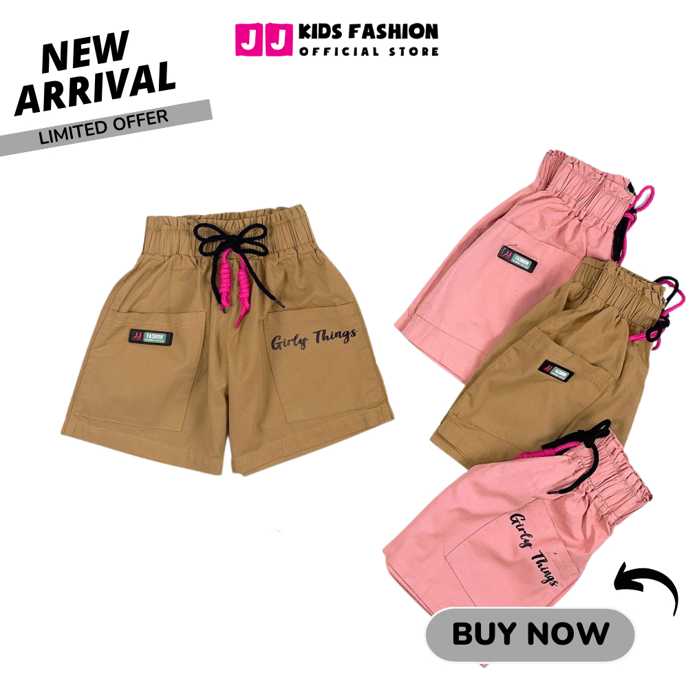 Quần short kiểu bé gái kaki thời trang năng động thoải mái - JJ Kids