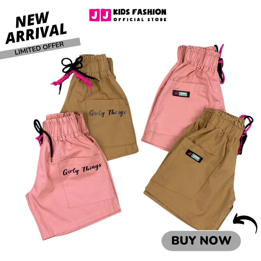 Quần short kiểu bé gái kaki thời trang năng động thoải mái - JJ Kids