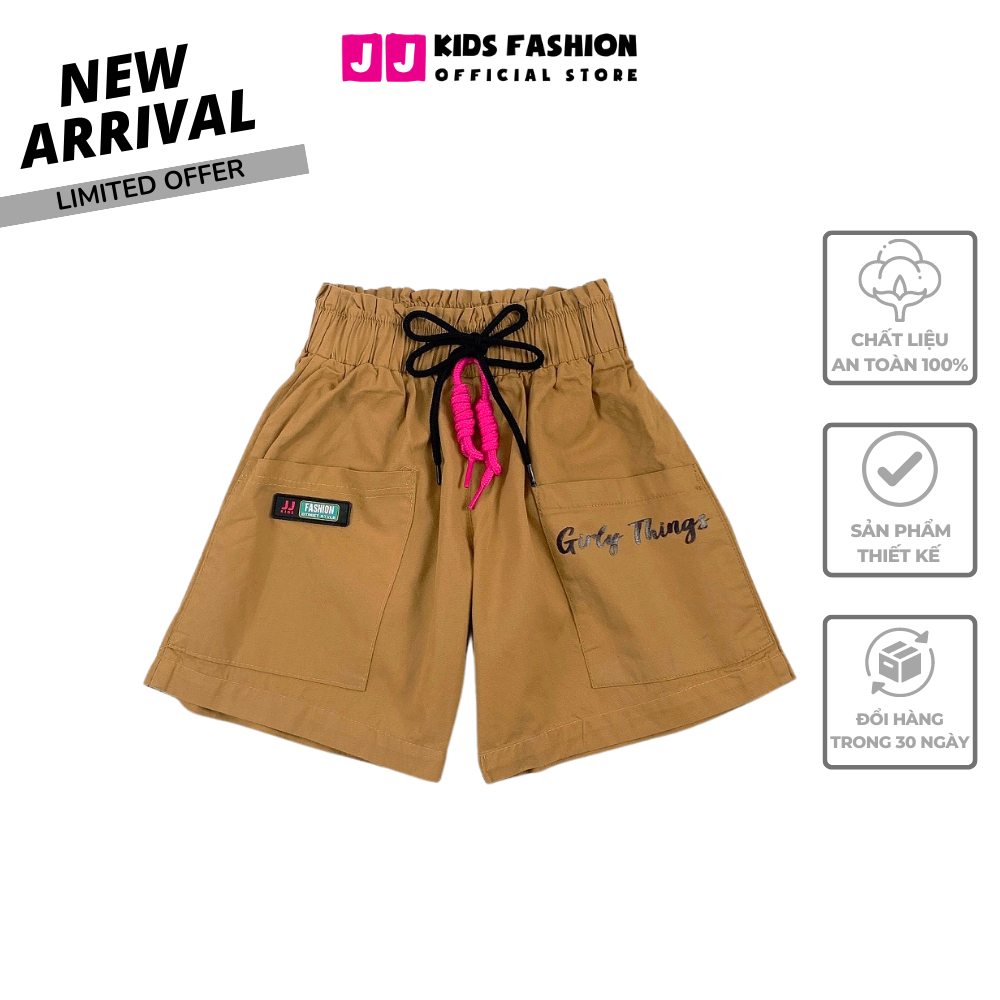 Quần short kiểu bé gái kaki thời trang năng động thoải mái - JJ Kids