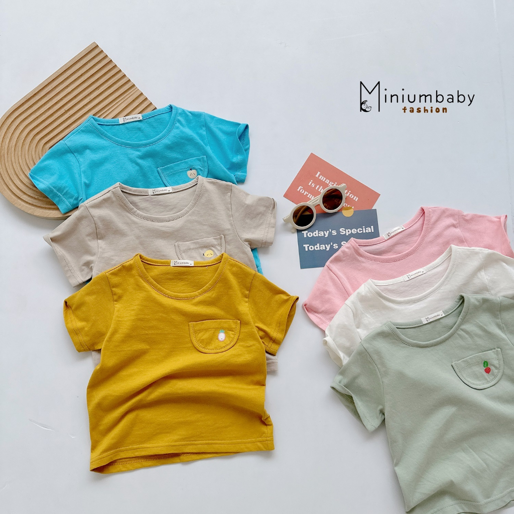 Áo thun cộc tay cho bé kiểu unisex chất cotton mềm Miniumbaby, quần áo trẻ em ngắn tay mùa hè A1608